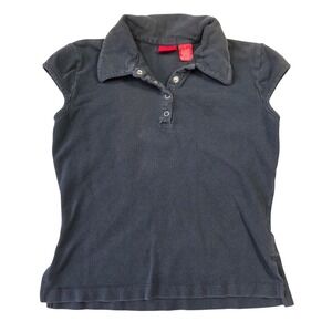 Mossimo Black Cap Sleeve Y2k Polo Shirt Snap Button Top Small Bratz 2000s Preppy